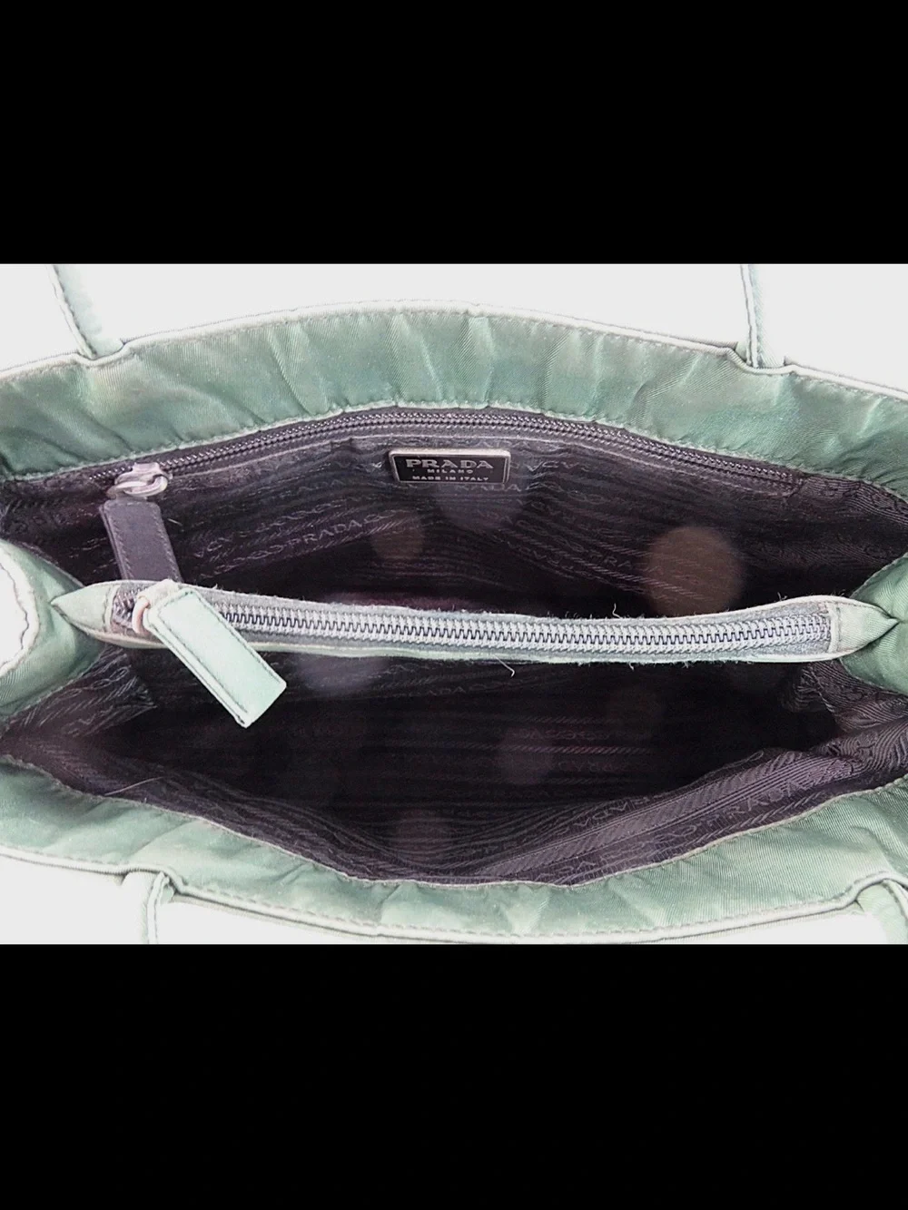 Prada Green Nylon Tote Bag